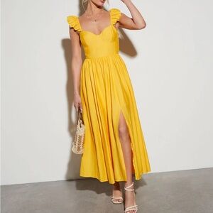 VICI Enchanted Elegance Midi Dress Yellow